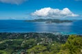 Panorama of La Digue island from Nid dÃ¢â¬â¢Aigle, Seychelles Royalty Free Stock Photo